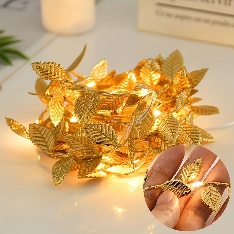 Goldene Blätter Lichterketten – Elegante Beleuchtung für Tischdekoration und Partys