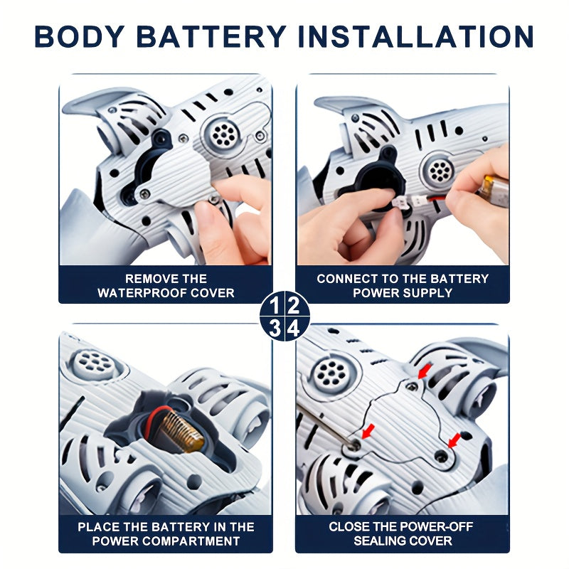 1:18 Maßstab RC Walvishaai mit 360° Rotation, 180° Flexibilität, LED Licht spritzend, programmierbare Geschwindigkeitsregelung - USB aufladbar, ideal für Sommer-Spiel und Geburtstagsgeschenk für Jugendliche