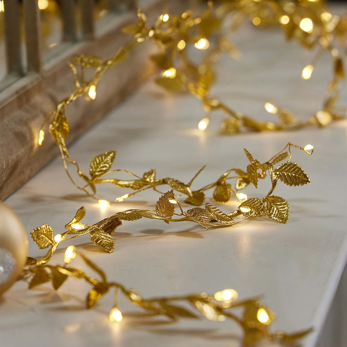 Goldene Blätter Lichterketten – Elegante Beleuchtung für Tischdekoration und Partys