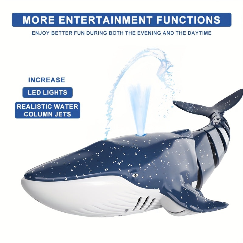 1:18 Maßstab RC Walvishaai mit 360° Rotation, 180° Flexibilität, LED Licht spritzend, programmierbare Geschwindigkeitsregelung - USB aufladbar, ideal für Sommer-Spiel und Geburtstagsgeschenk für Jugendliche