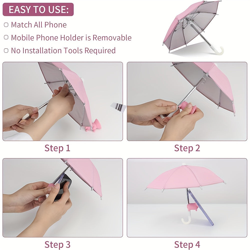 MiniSmart Regenschirm – Smartphone Sonnen- und Regenschutz mit Saugnapfhalter