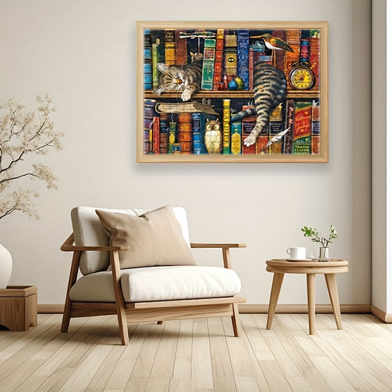 Katze auf Bücherregal Puzzle – Für Puzzleliebhaber und Katzenfreunde