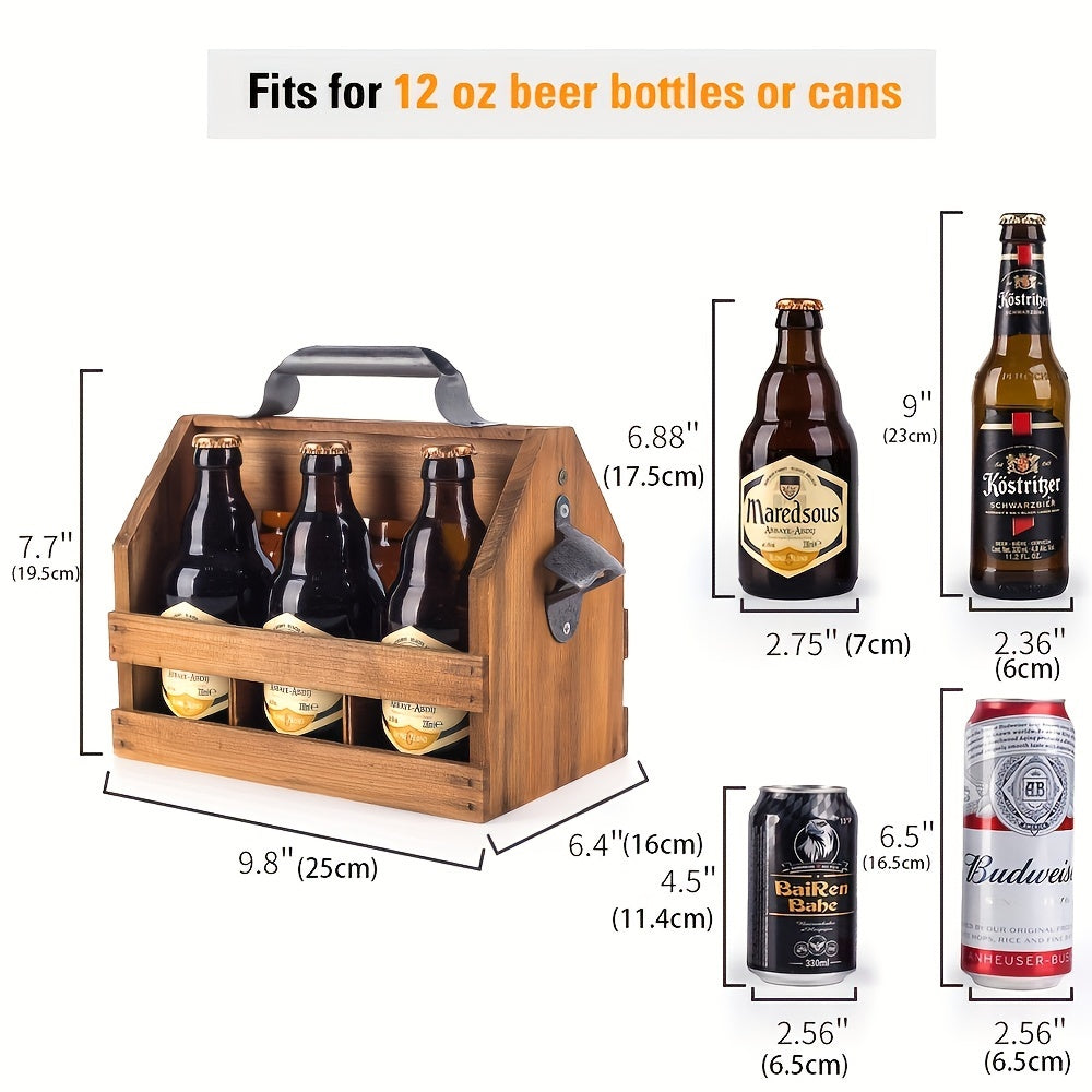 Holzflaschen Caddy mit Flaschenöffner – Perfektes Vatertagsgeschenk oder Geschäftsgeschenk