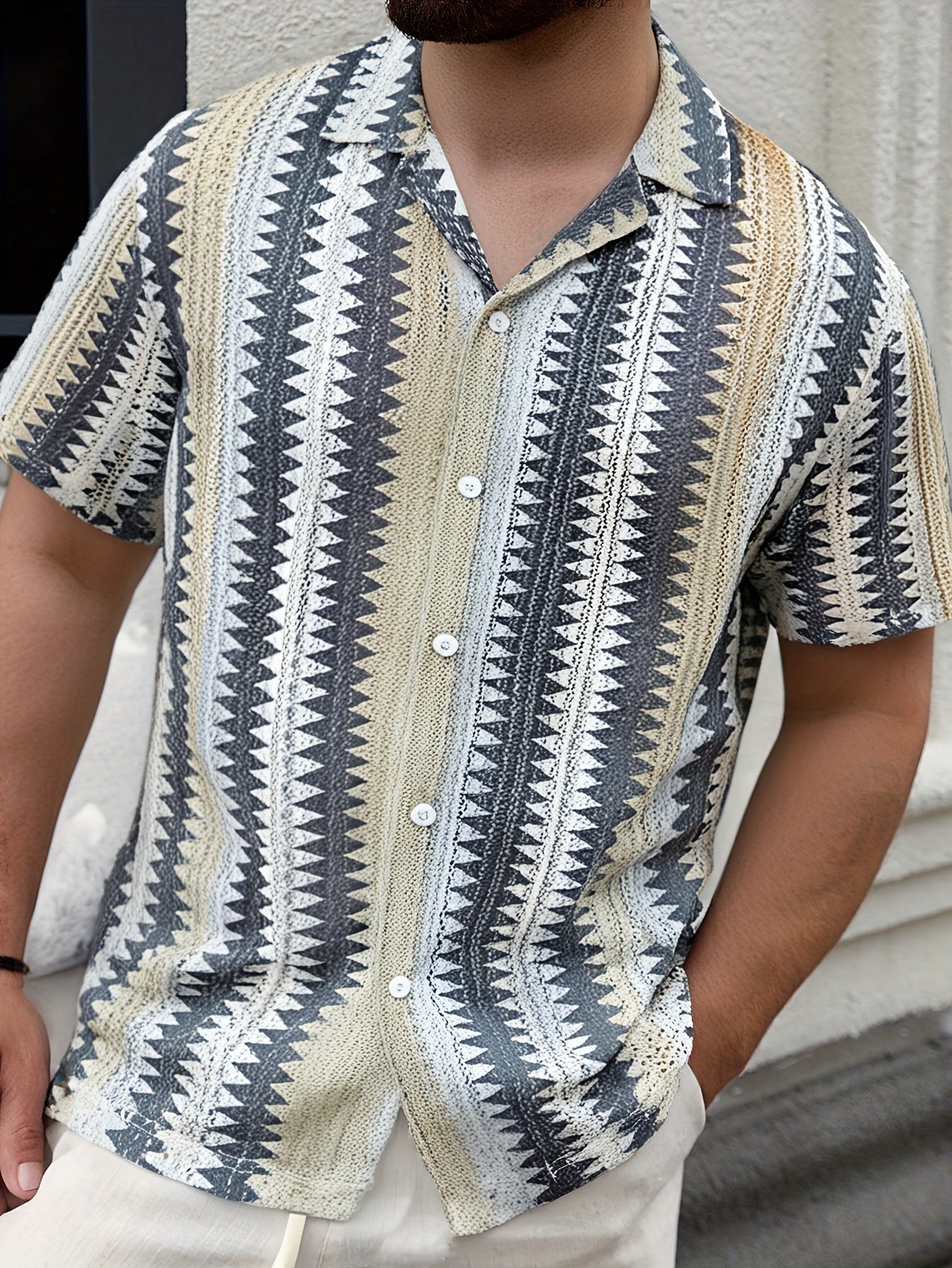Herren Sommer Casual Kurzarmshirt – Gewebter Stoff für einen Frischen Look