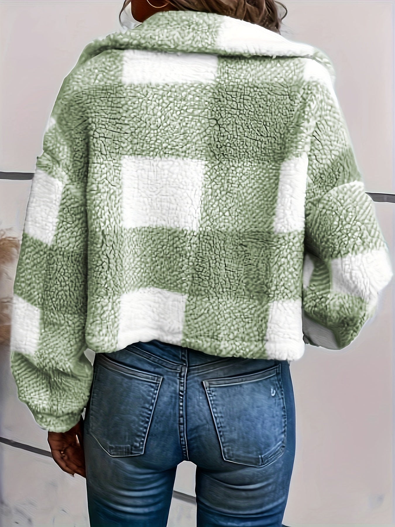 Luna Kariertes Teddy-Jacke – Wärme und Stil für Damen