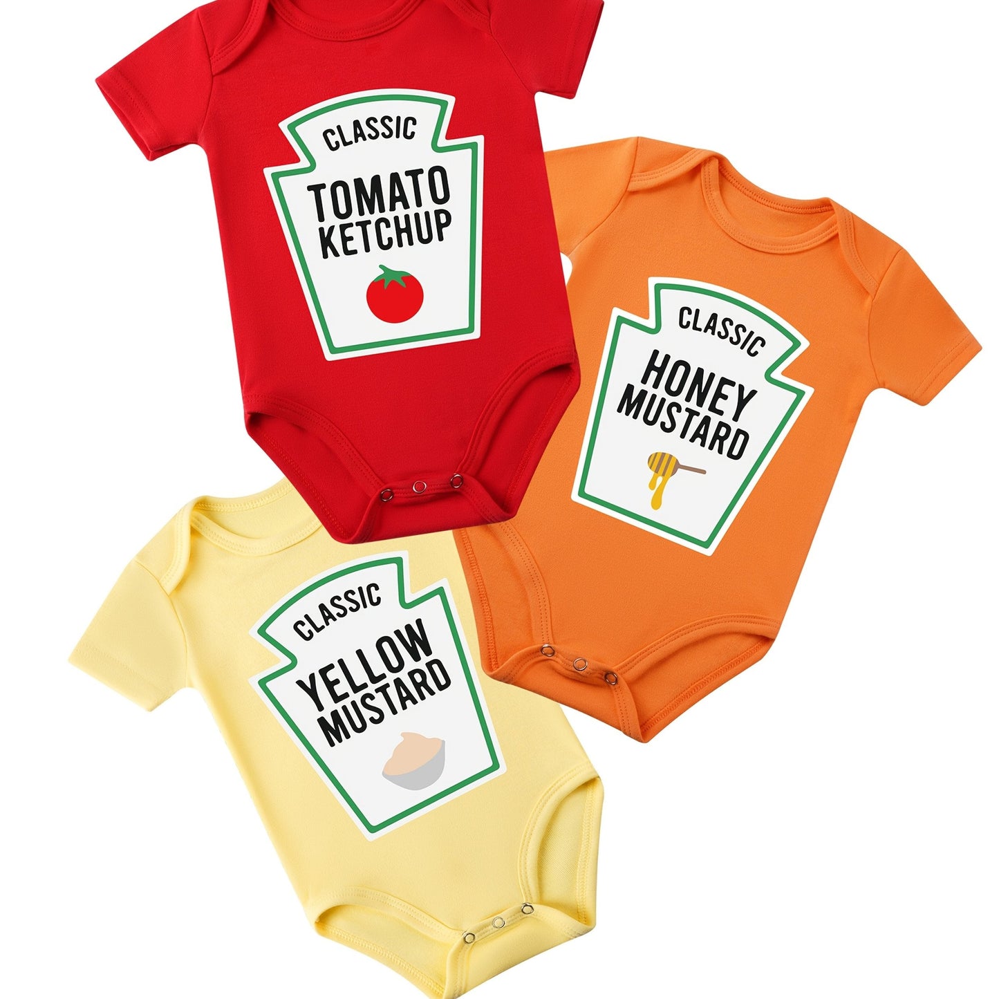 3er-Pack Baby Bodysuits – Weiche Baumwolle mit Verspielten Lebensmittel-Drucken