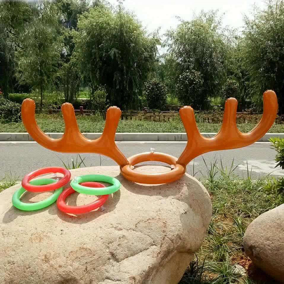Aufblasbares Rentiergeweih Wurfringspiel – Lustiges Weihnachts- und Festspiel