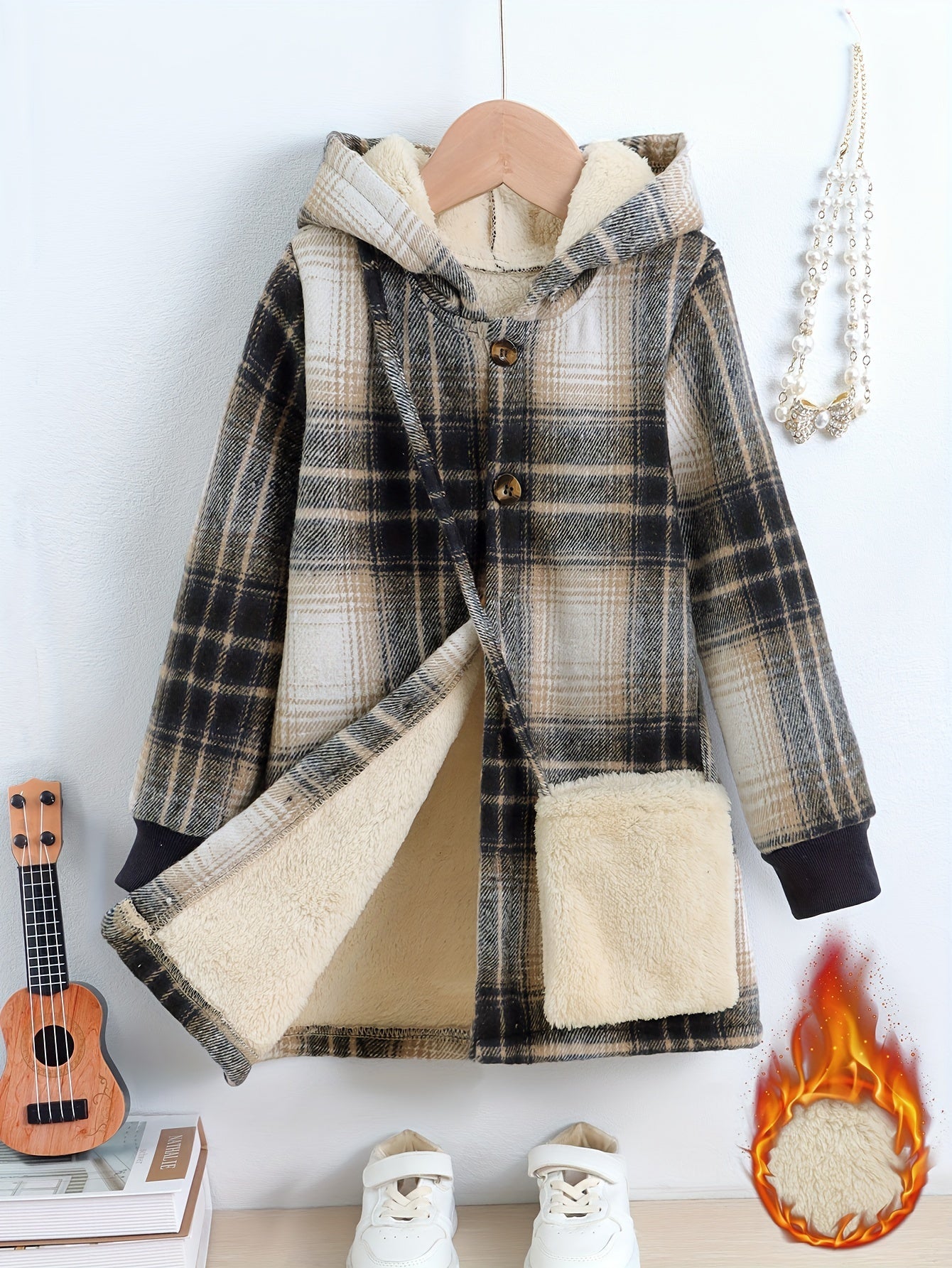 Mila Fleece Karierter Mantel für Kinder – Warm und Stylisch für den Winter