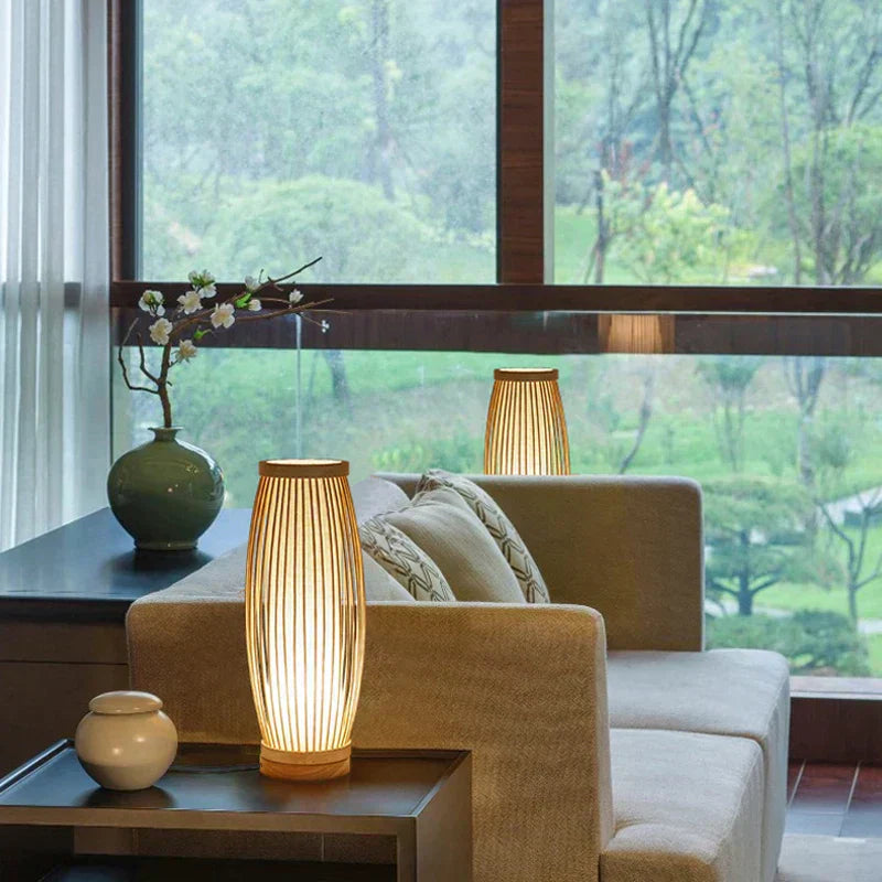 Japanische Tischlampe aus Bambus – Zen-Stil Stimmungsbeleuchtung
