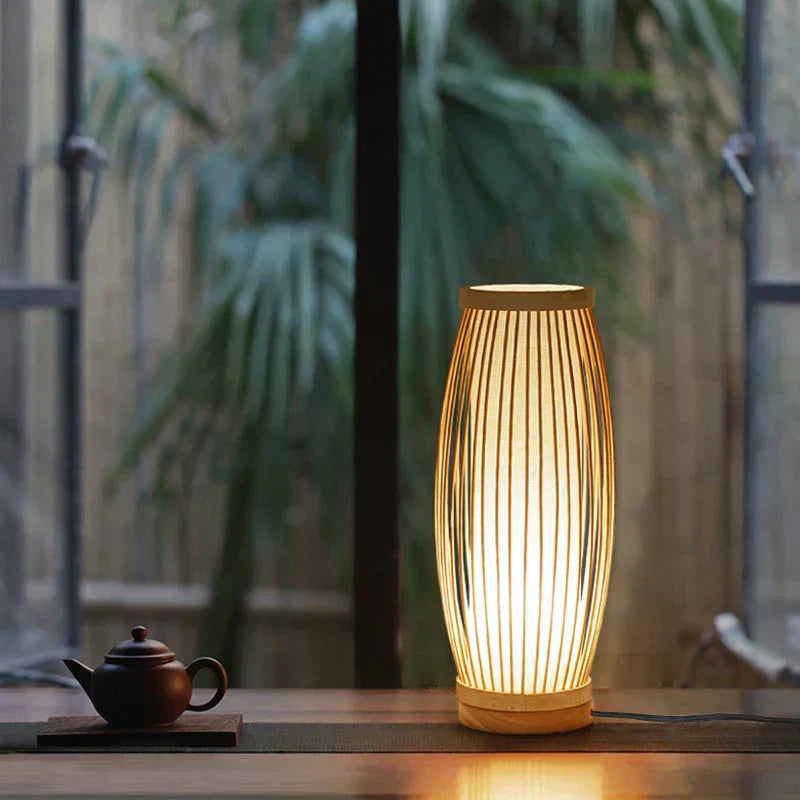 Japanische Tischlampe aus Bambus – Zen-Stil Stimmungsbeleuchtung