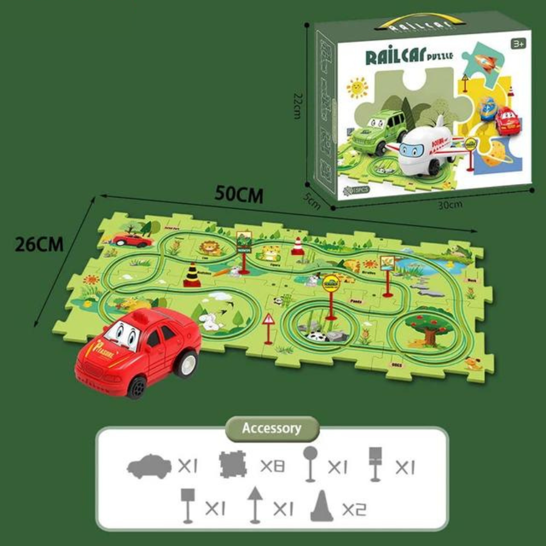 Puzzle-Rennbahn-Spielset - Endloser Bau- und Fahrspaß