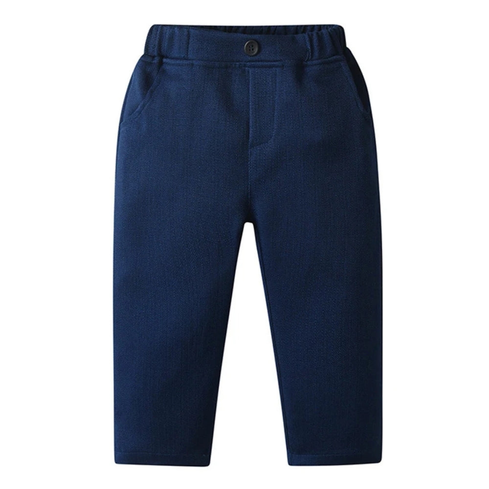 Schickes Jungenanzug 3-teilig – Blaues Hemd, Weste und Hose mit Fliege