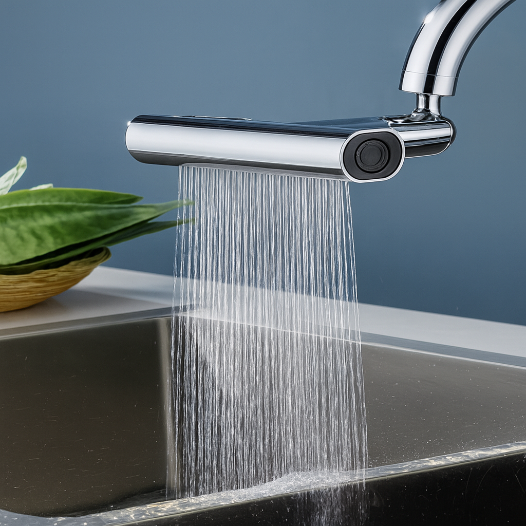 FlexiFlow Wasserhahnaufsatz – 4 Stufen & 360° drehbar