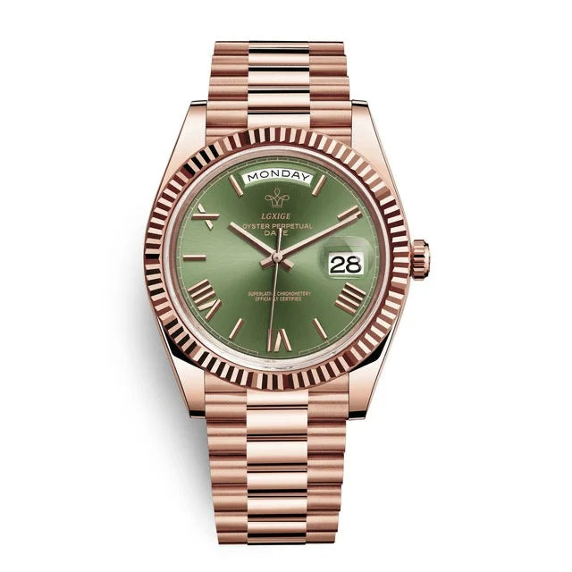 Automatische Herrenarmbanduhr mit Tages- und Datumsanzeige – Zeitlos und Elegant