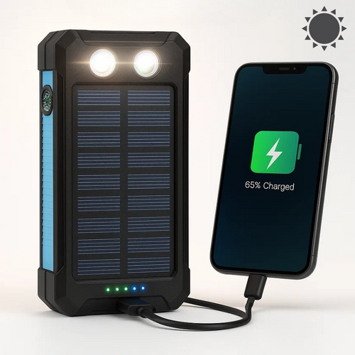 50000mAh Solarenergie Powerbank – Wasserdicht, Robust & Mit Taschenlampe