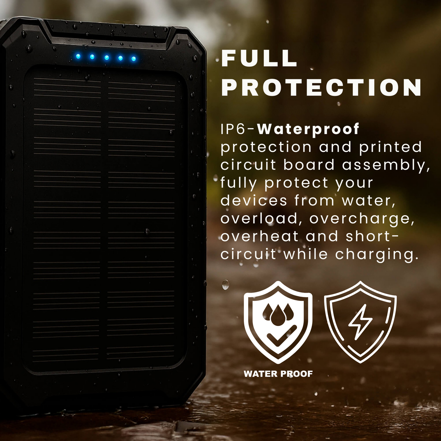 50000mAh Solarenergie Powerbank – Wasserdicht, Robust & Mit Taschenlampe
