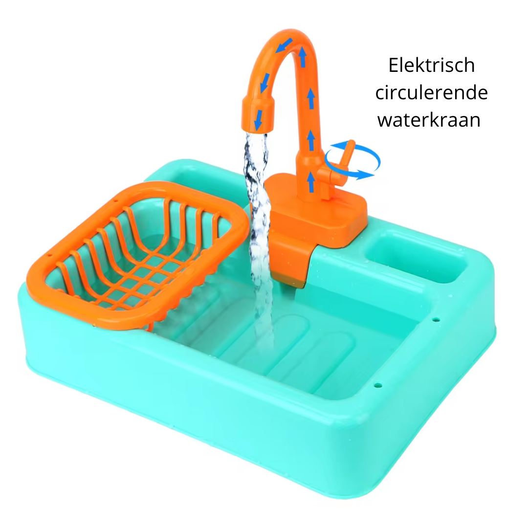 Mini Chef Spüle Spielset – Mit Fließendem Wasserhahn und Spielzeuggemüse