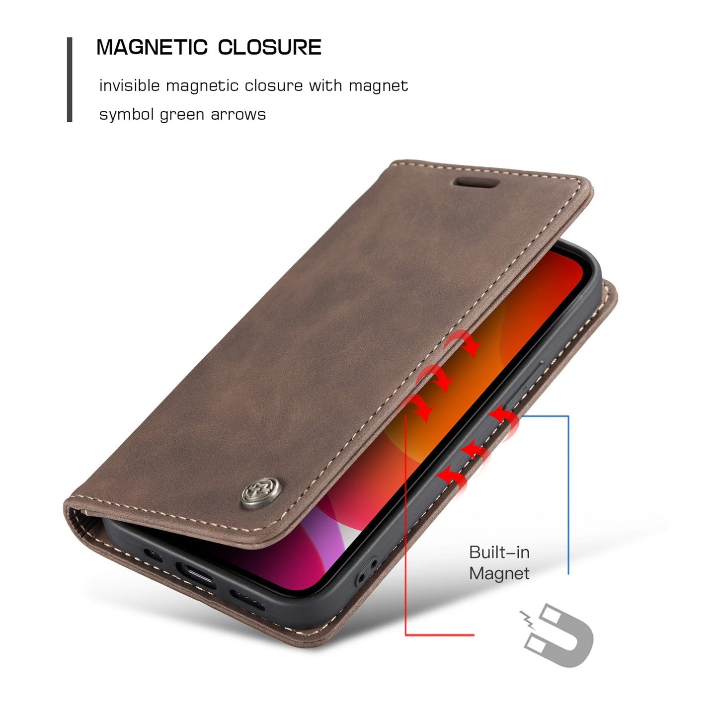 iPhone Leder Flipcase – Magnetisch & Funktional