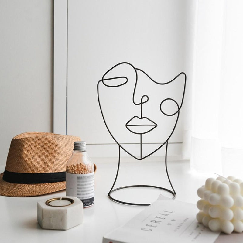 Linienzeichnung Skulptur - Modernes Gesichtdesign für zu Hause