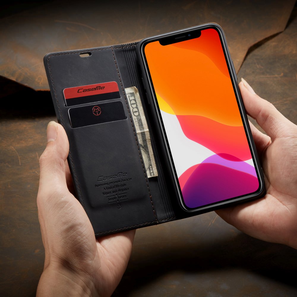 iPhone Leder Flipcase – Magnetisch & Funktional