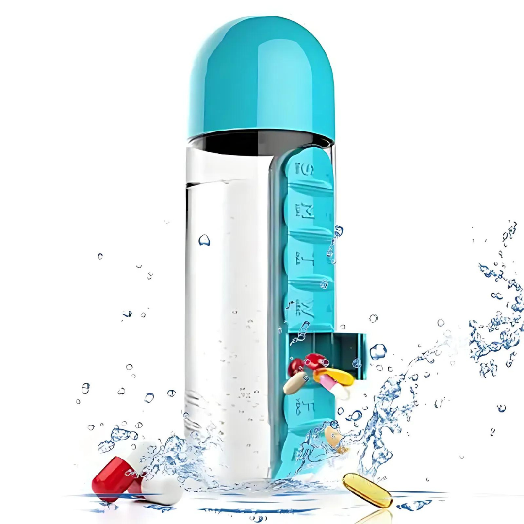 VitaBottle – Tragbare Wasserflasche mit integriertem Pillenfach