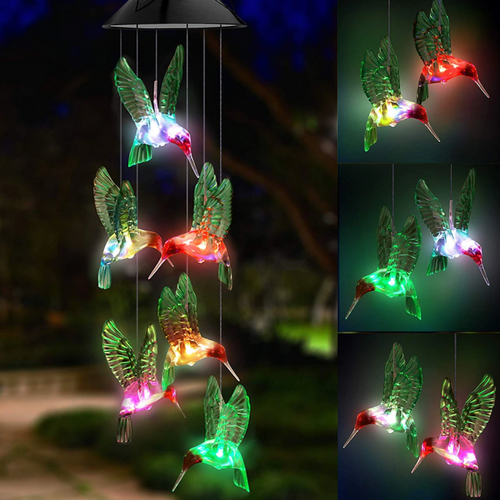 Magisches Solar-Windspiel mit Kolibri-Design