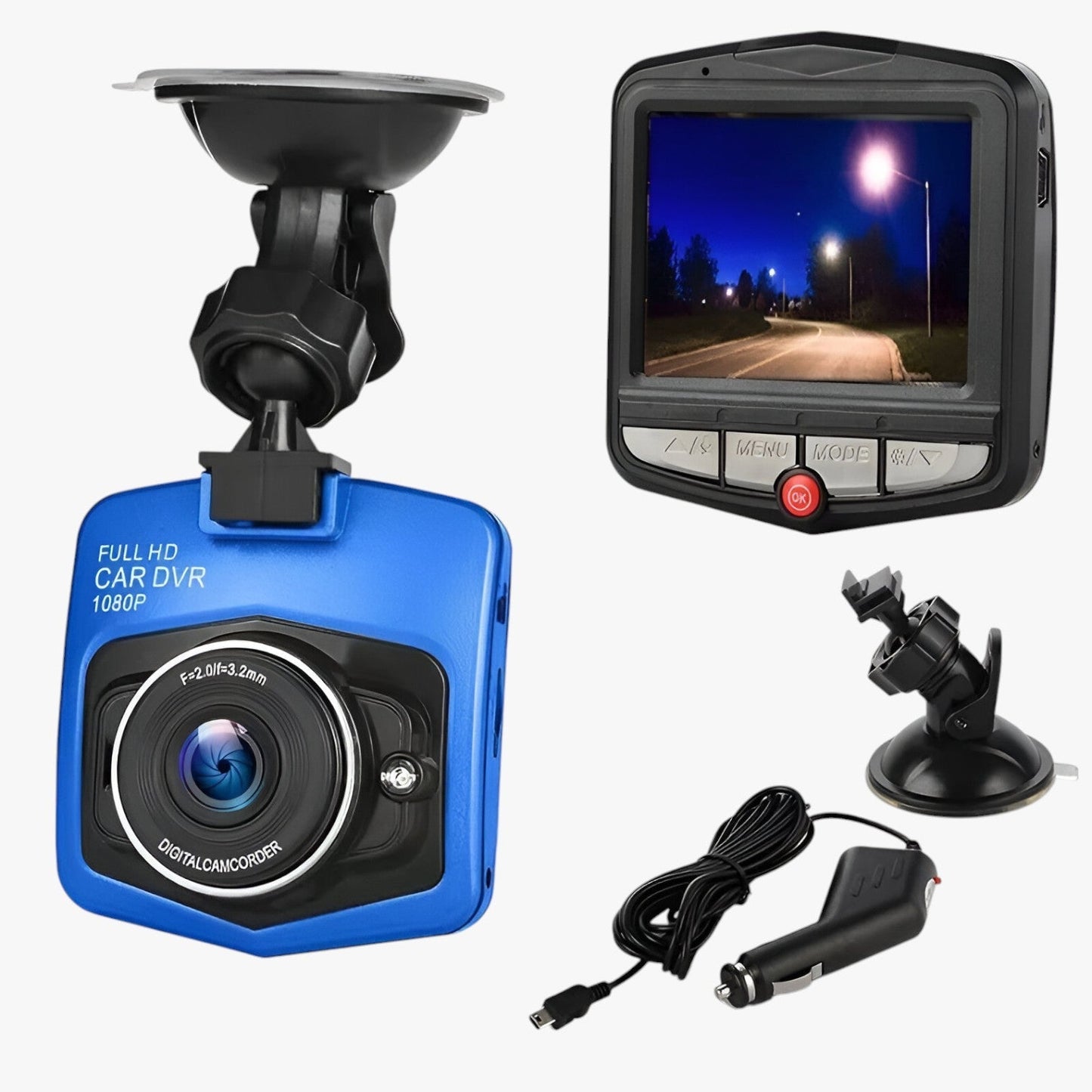 Kompakte 1080p HD Dashcam – Nachtsicht mit Loop-Aufnahme