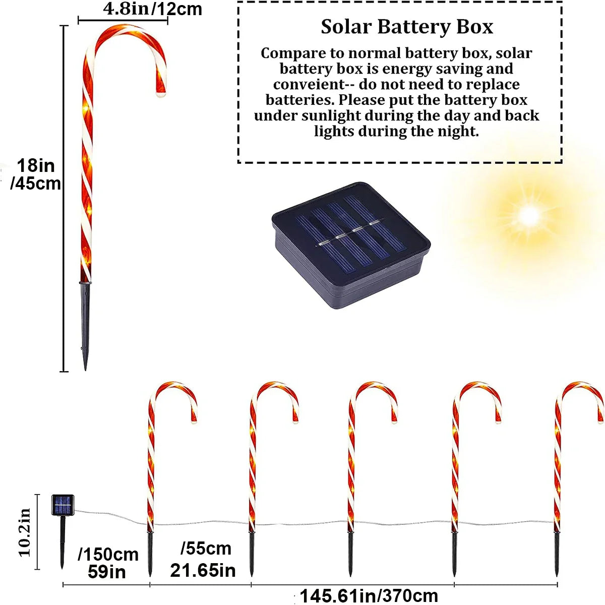 Weihnachtliche Solar-Bonbon-Stangen-Lichter – Strahlende Dekoration für festliche Abende