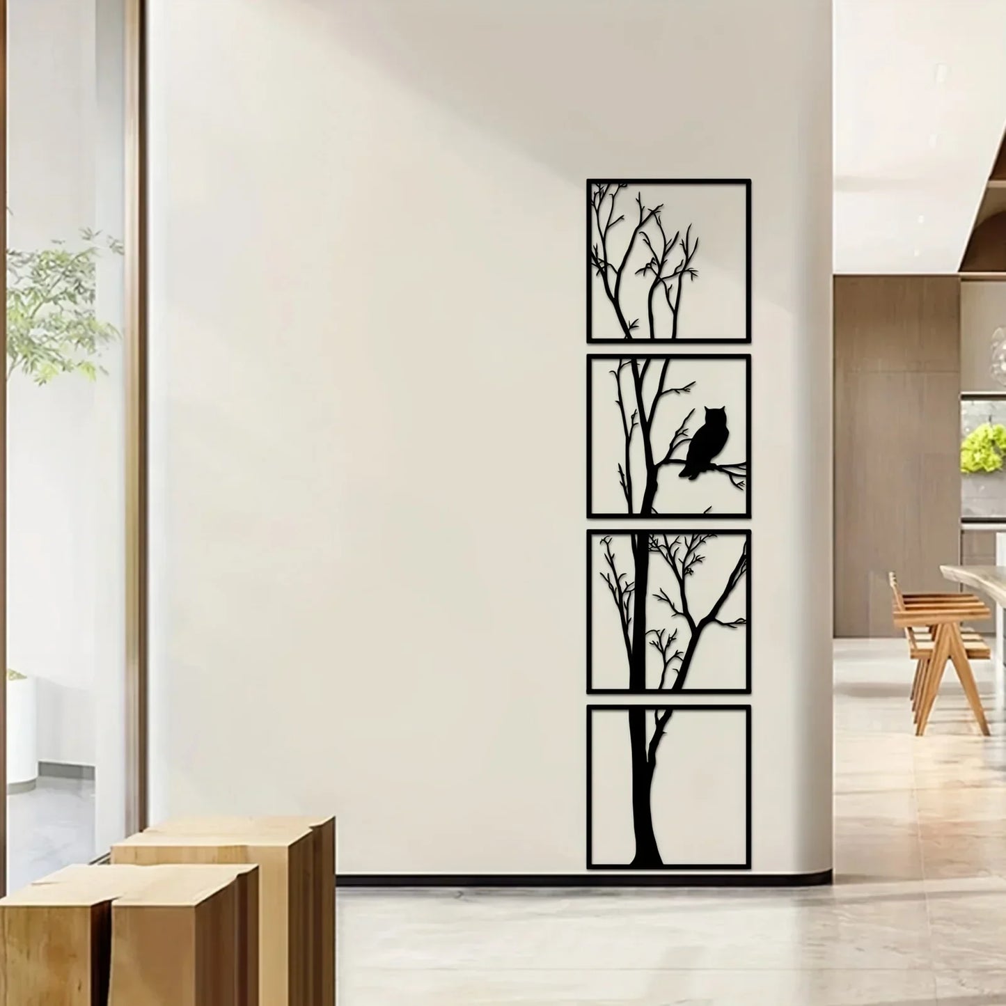 Wanddekoration Baum und Eule – Minimalistisch und Stilvoll