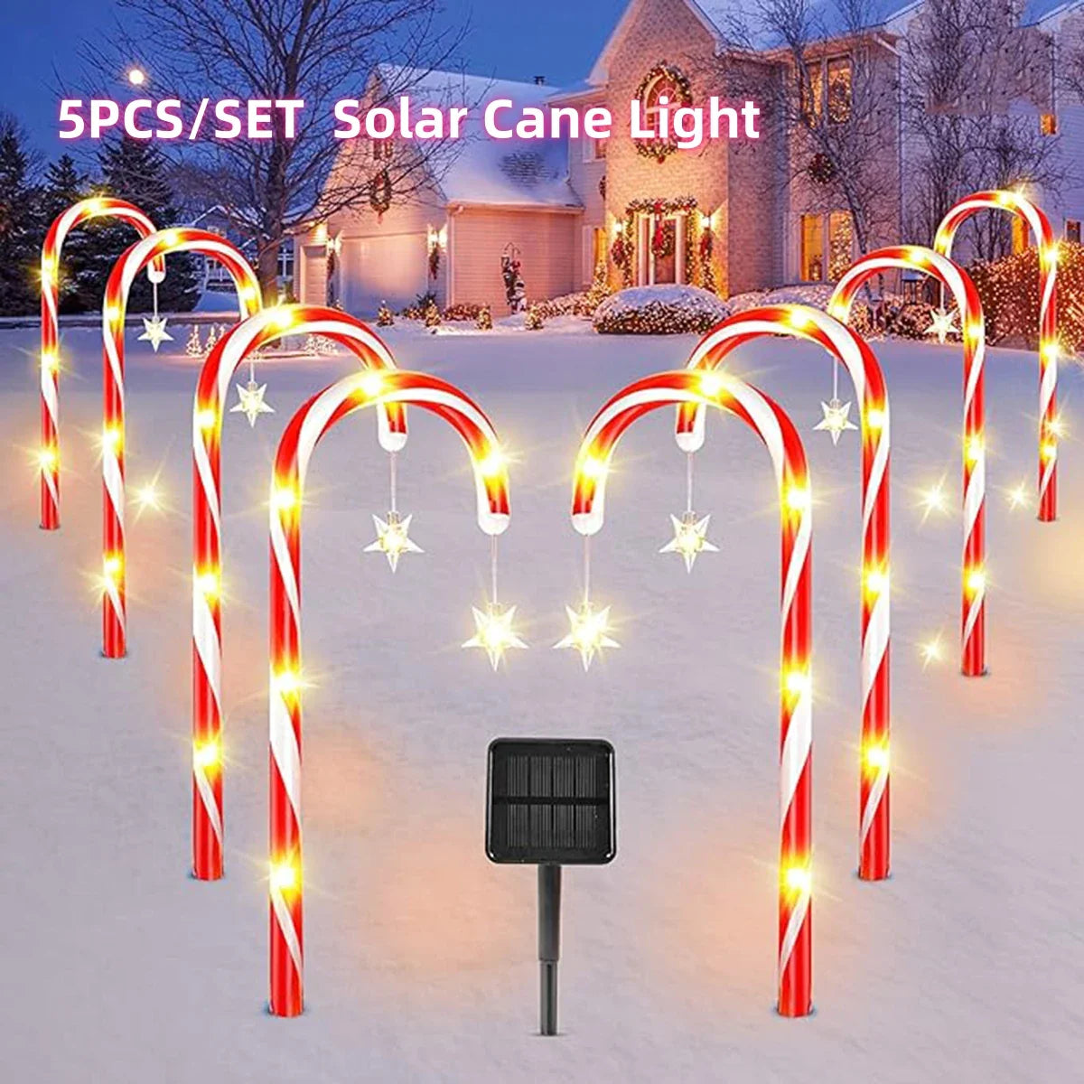 Weihnachtliche Solar-Bonbon-Stangen-Lichter – Strahlende Dekoration für festliche Abende