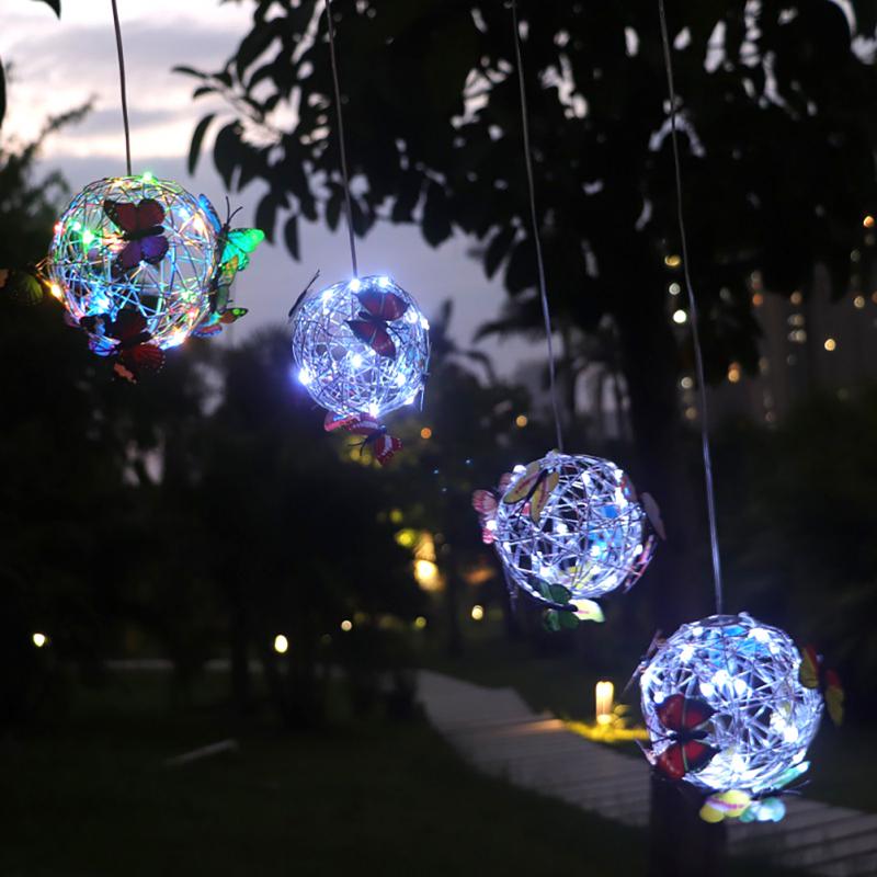 GlowSphere – Solarbetriebene LED-Gartenleuchte mit Schmetterlingsdesign.