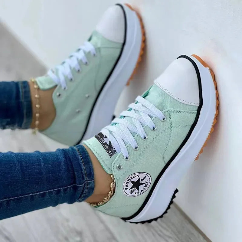 Hohe Damen Sneaker aus Canvas – Trendy und Komfortabel