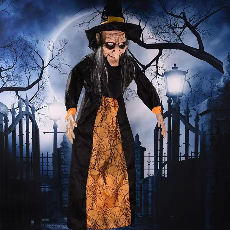 Hängende Hexenpuppe – Gruselige Halloween-Dekoration mit Licht und Sound