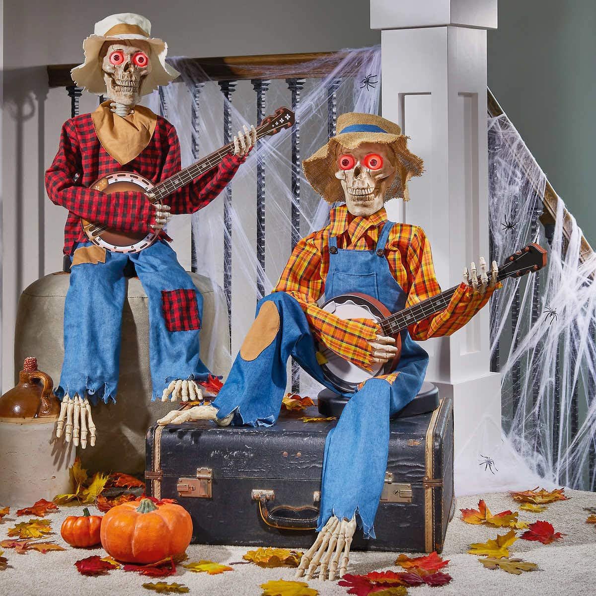 Halloween-Skelett mit Banjo – Leuchtende Dekoration mit Sound