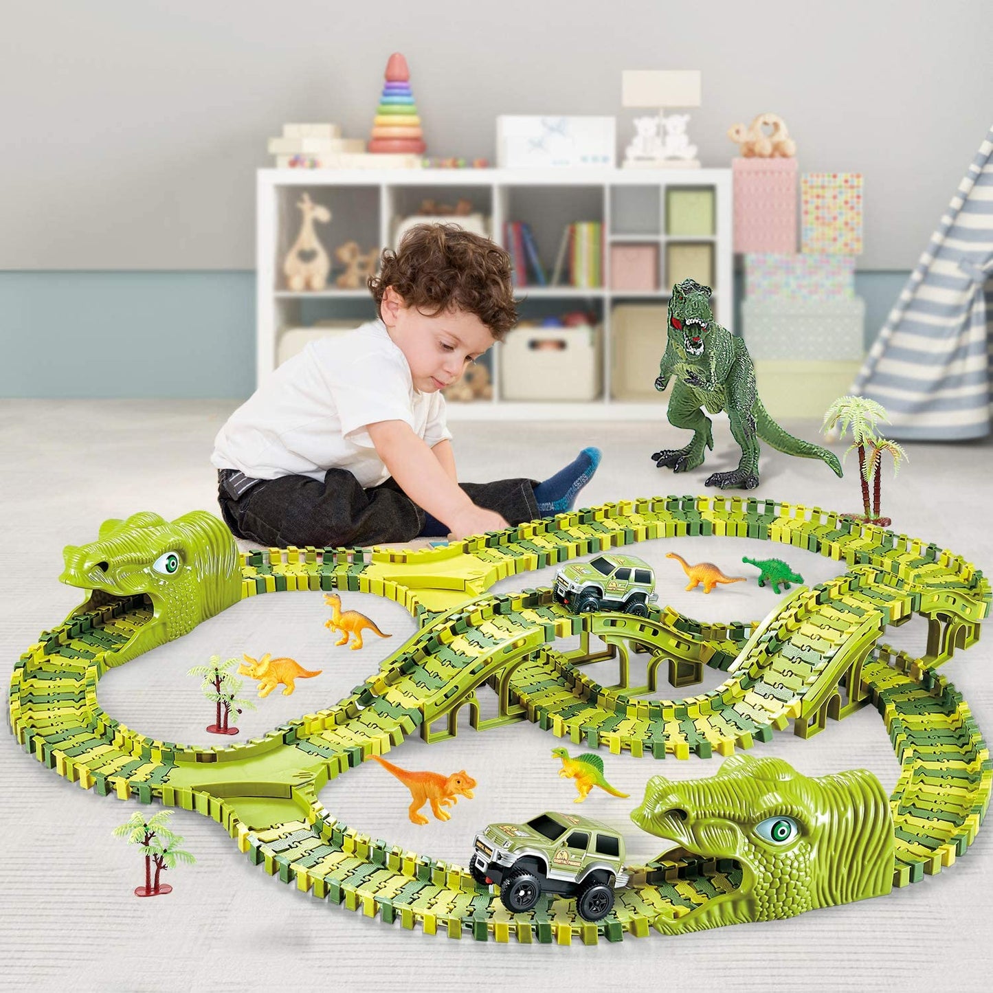 DinoCircuit - Dinosaurier Spielset mit 360-Grad Strecke
