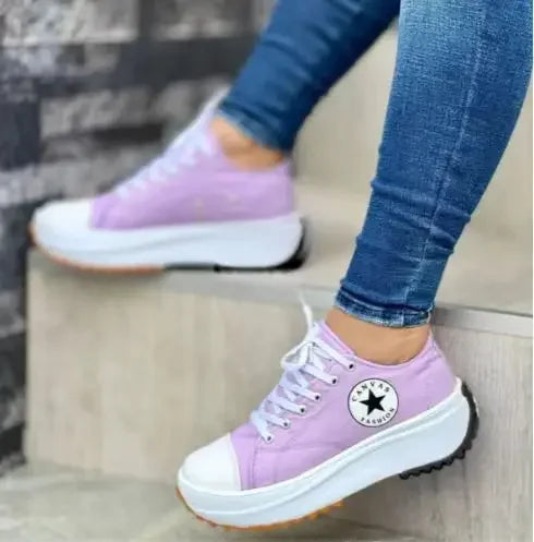 Hohe Damen Sneaker aus Canvas – Trendy und Komfortabel