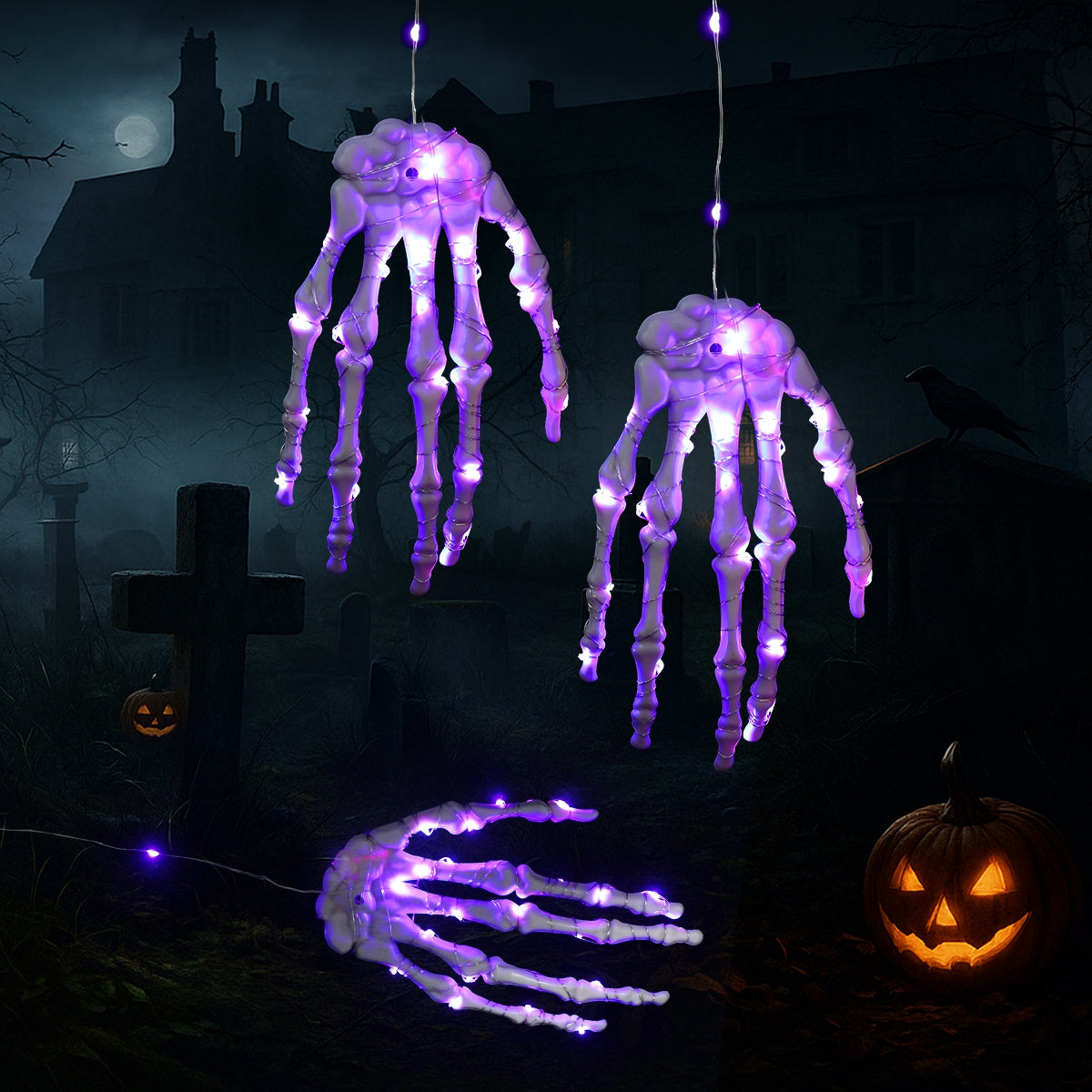 Leuchtende Skelethand – Gruselige Halloween-Dekoration mit LED