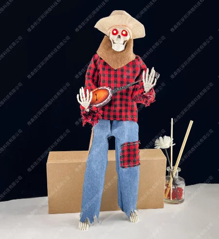 Halloween-Skelett mit Banjo – Leuchtende Dekoration mit Sound
