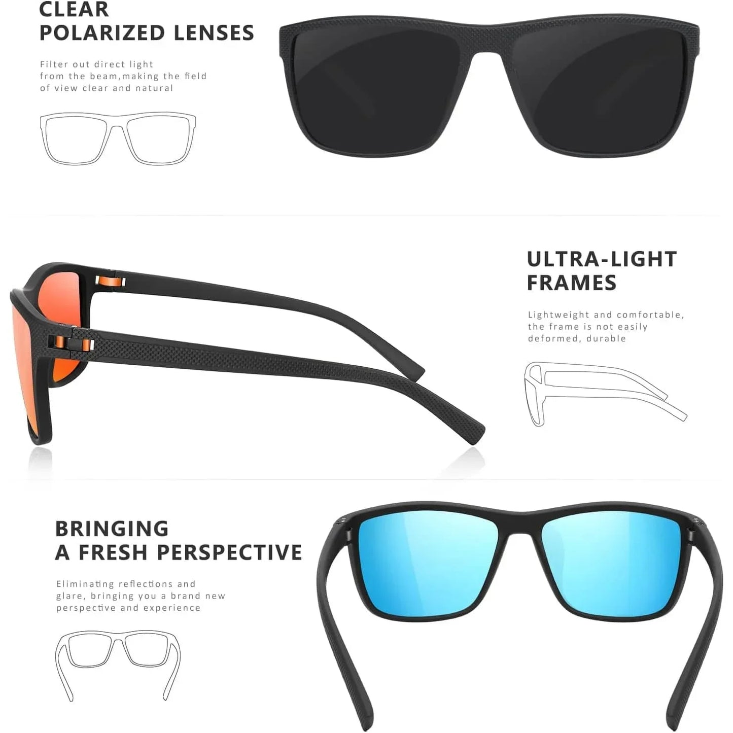 AquaShield Polarisierte Sonnenbrille 3-Pack – Geschützt und Stilvoll