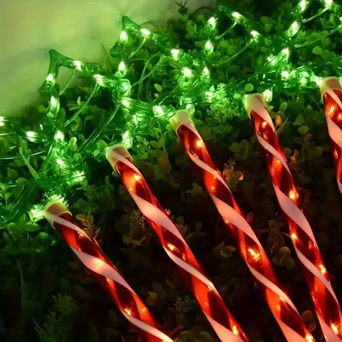 Set aus 5 Solarbetriebene Weihnachtsbaumlichter – Fröhliche Außenbeleuchtung für die Feiertage