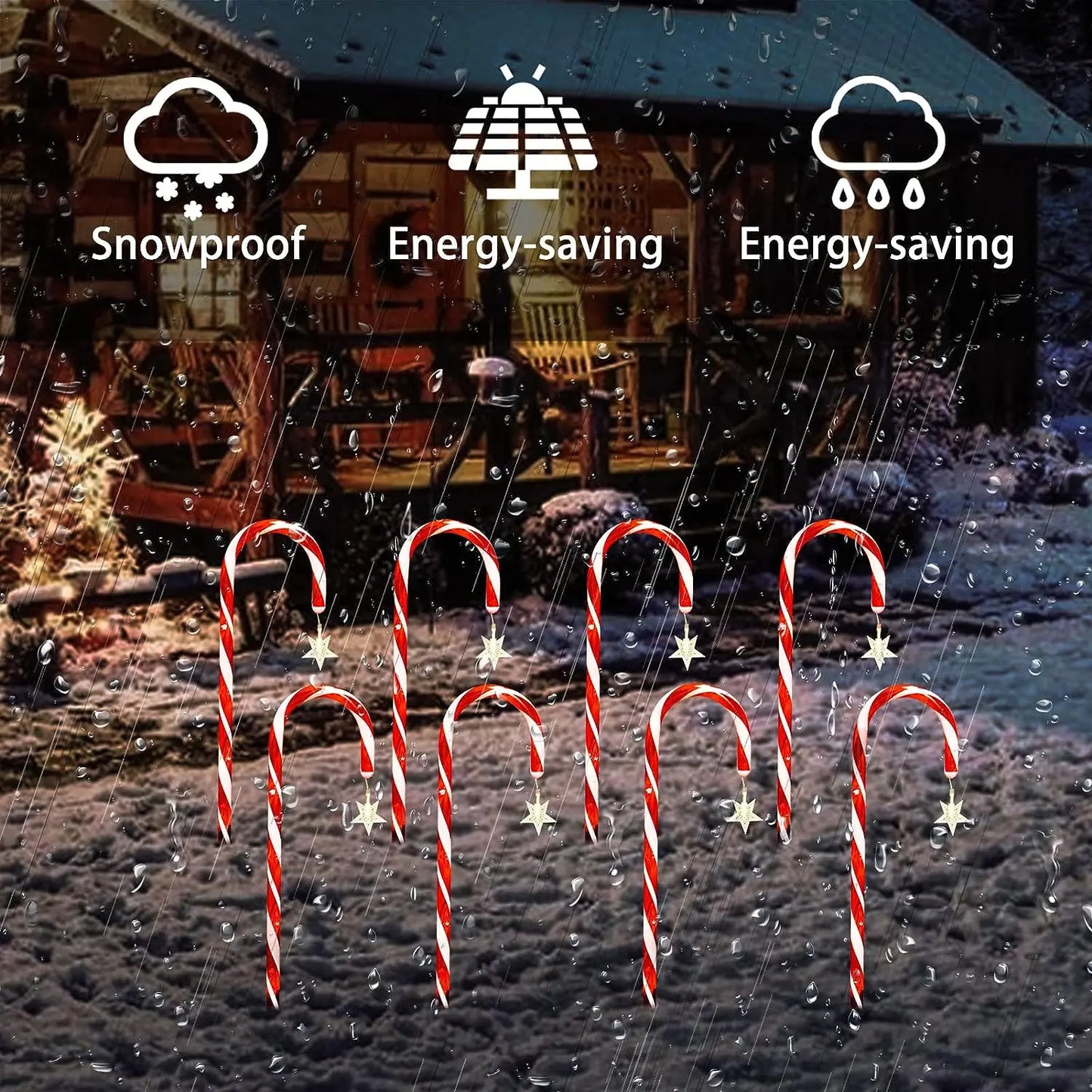 Weihnachtliche Solar-Bonbon-Stangen-Lichter – Strahlende Dekoration für festliche Abende