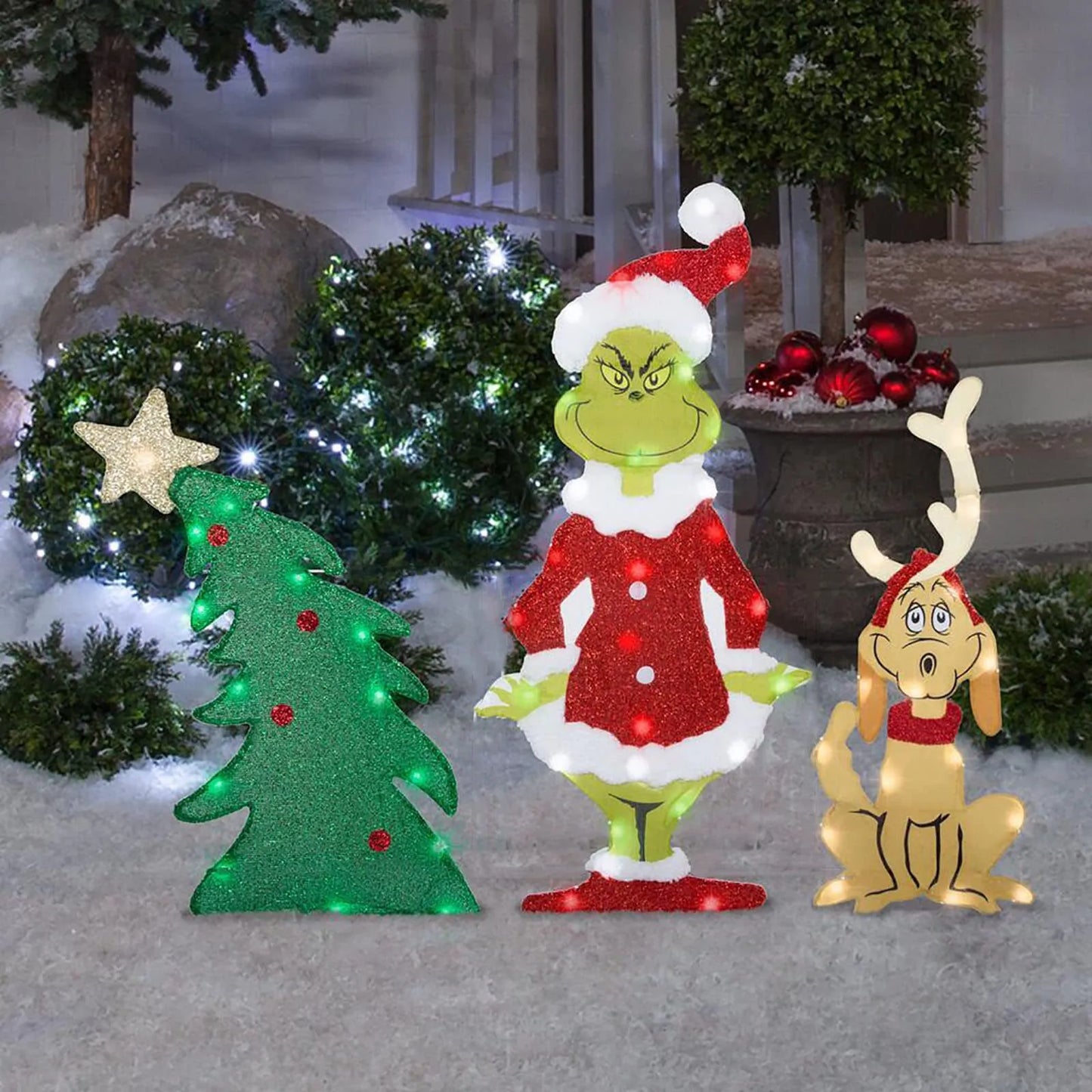 Grinch Weihnachtsdekoration – Fröhliche Gartenbeleuchtung für die Feiertage