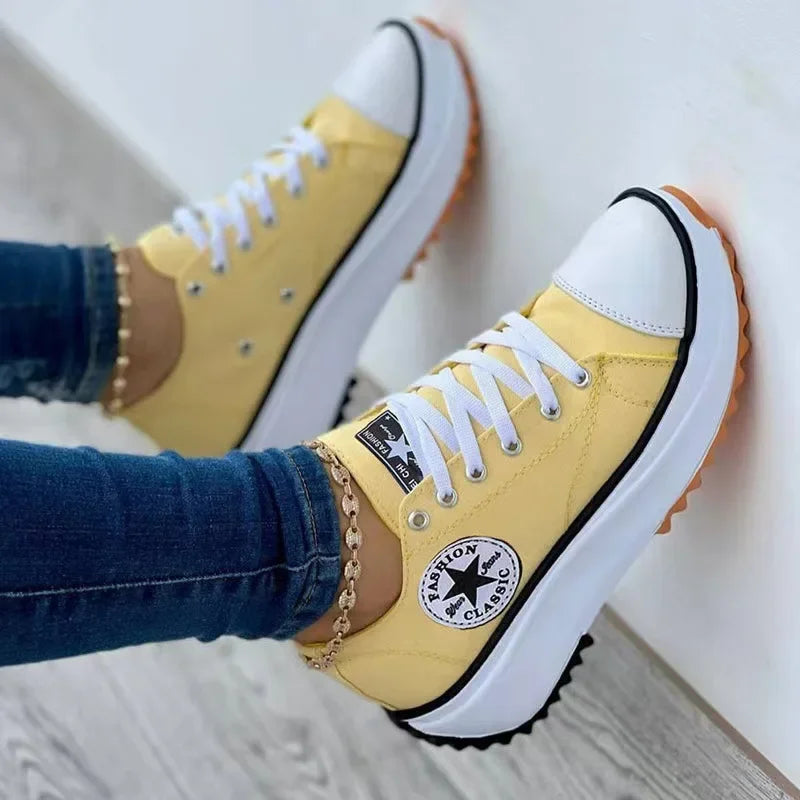 Hohe Damen Sneaker aus Canvas – Trendy und Komfortabel
