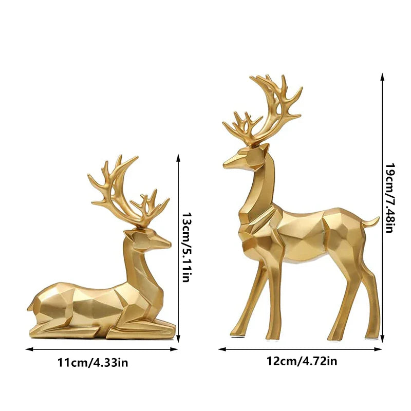 Geometrische Hirsch-Skulpturen Set