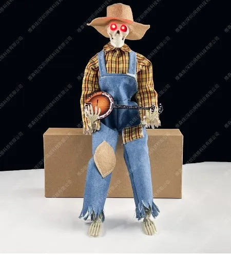 Halloween-Skelett mit Banjo – Leuchtende Dekoration mit Sound