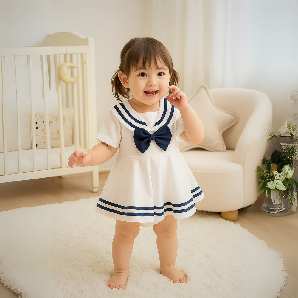Maritime Babykleid mit Schleife – Süßes und Bequemes Sommerdesign