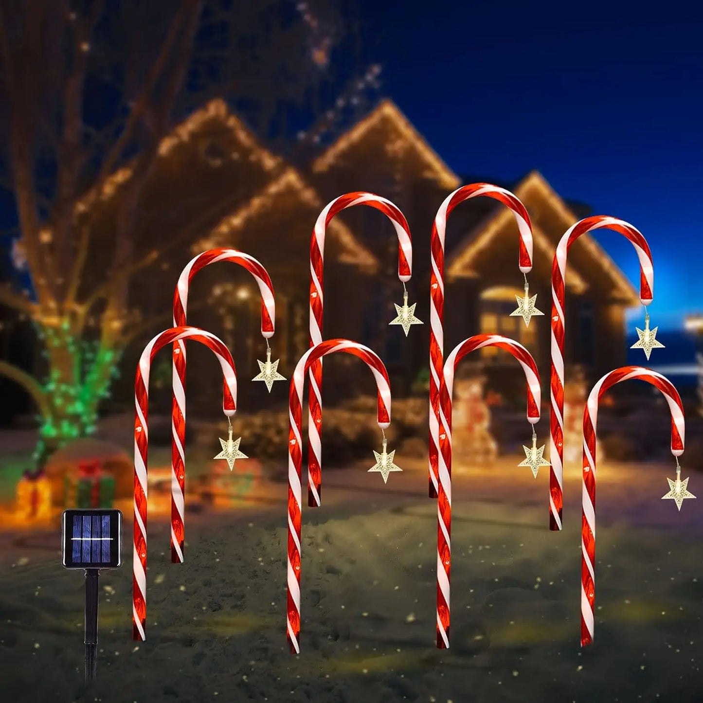 Weihnachtliche Solar-Bonbon-Stangen-Lichter – Strahlende Dekoration für festliche Abende