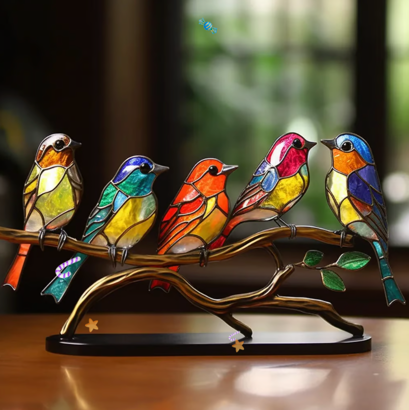 Fröhliche Vogelgruppe – Bunte Dekoration