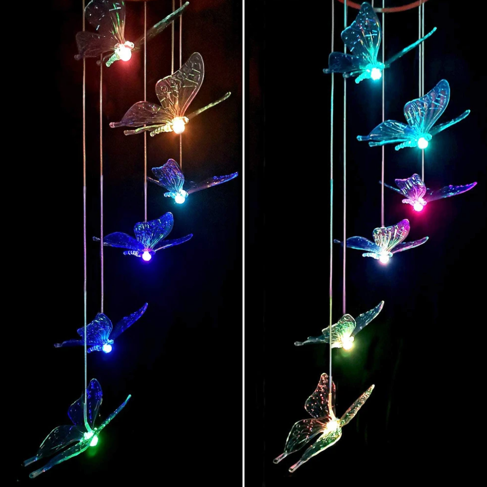 Solar Schmetterling Windspiel – Bunte Beleuchtung für draußen