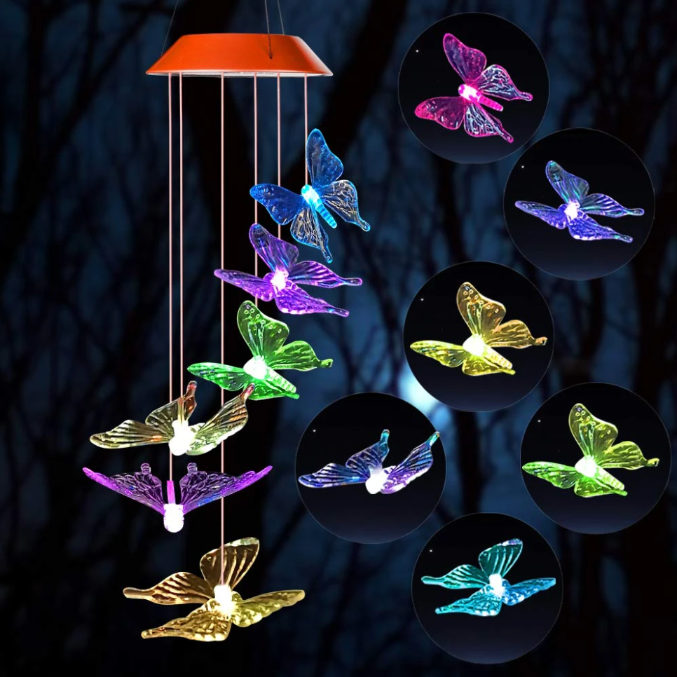 Solar Schmetterling Windspiel – Bunte Beleuchtung für draußen